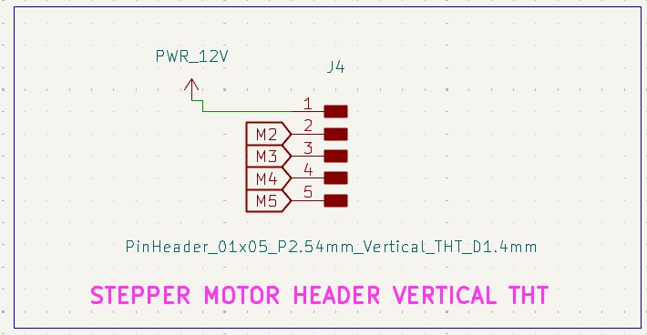 Stepper motor pins. Used vertical header pins instead of a JST connector.
